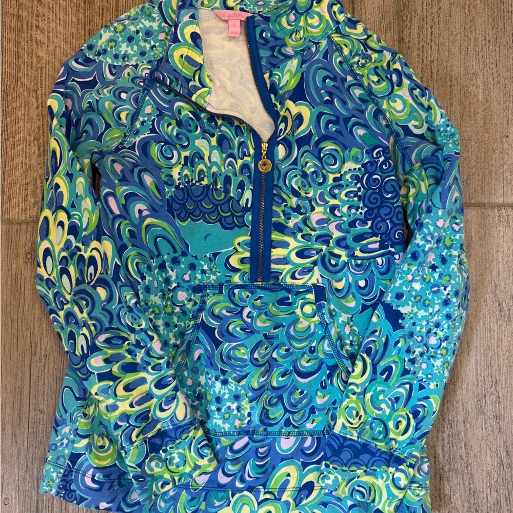 Lilly Pulitzer Vibrant Blue and Green Patterned Top